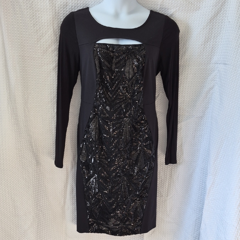 Lane Bryant Black Sequin Long Sleeve Dress